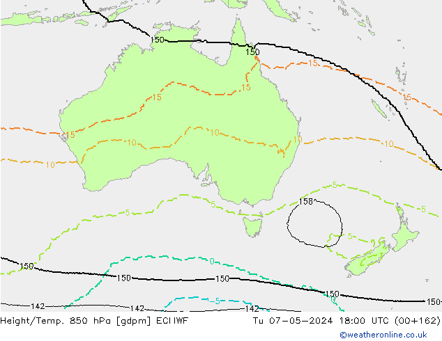 Géop./Temp. 850 hPa ECMWF mar 07.05.2024 18 UTC