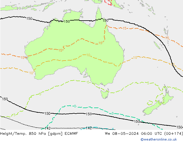 Height/Temp. 850 hPa ECMWF St 08.05.2024 06 UTC