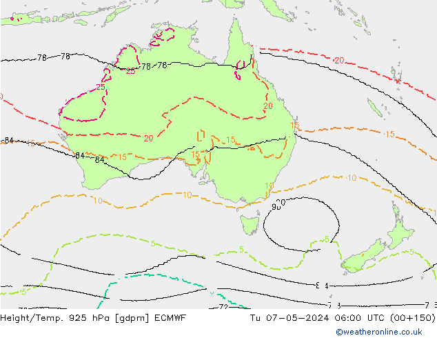 Geop./Temp. 925 hPa ECMWF mar 07.05.2024 06 UTC