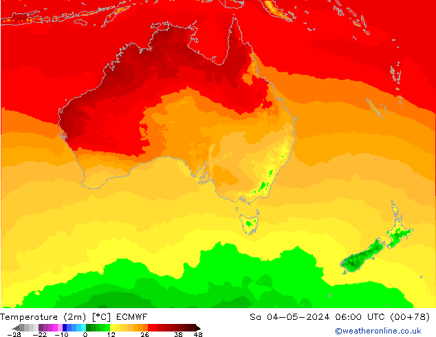 Temperature (2m) ECMWF Sa 04.05.2024 06 UTC