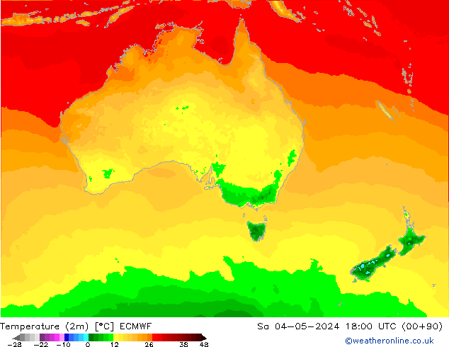 Temperature (2m) ECMWF Sa 04.05.2024 18 UTC