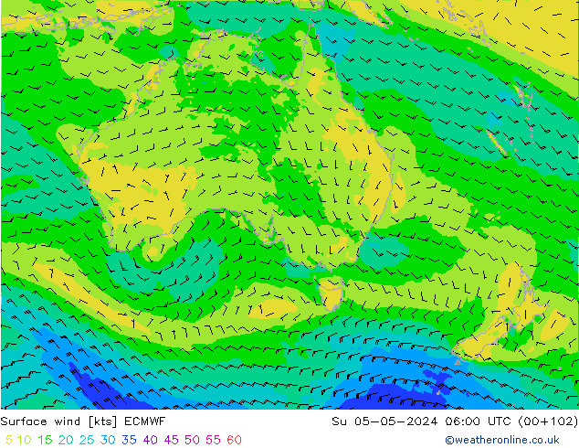 Rüzgar 10 m ECMWF Paz 05.05.2024 06 UTC