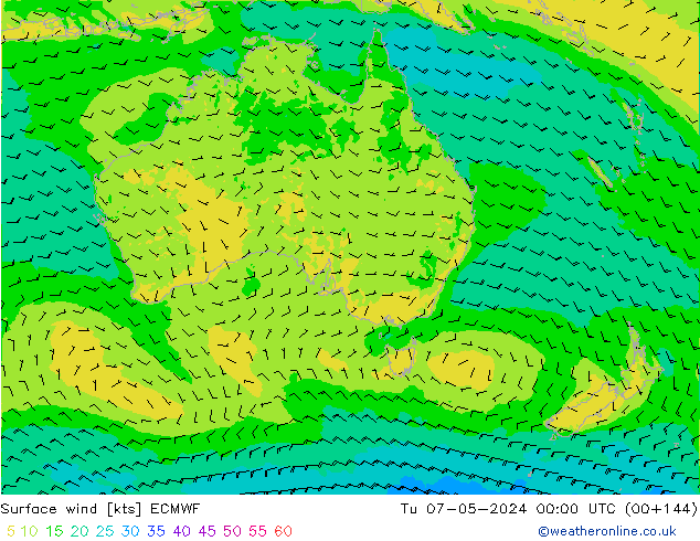 ветер 10 m ECMWF вт 07.05.2024 00 UTC