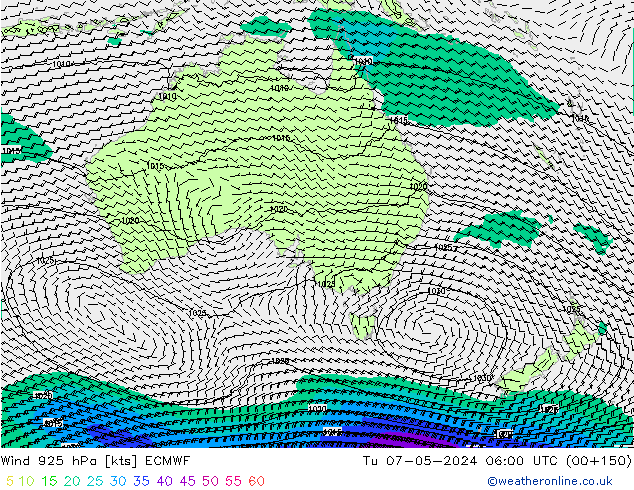 Rüzgar 925 hPa ECMWF Sa 07.05.2024 06 UTC