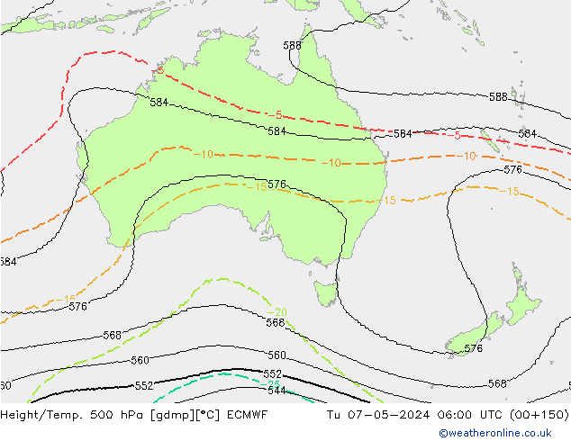 Hoogte/Temp. 500 hPa ECMWF di 07.05.2024 06 UTC