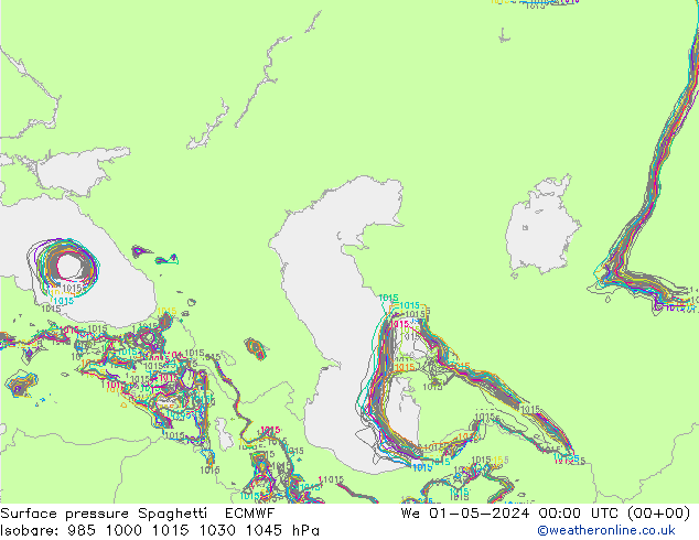 ciśnienie Spaghetti ECMWF śro. 01.05.2024 00 UTC