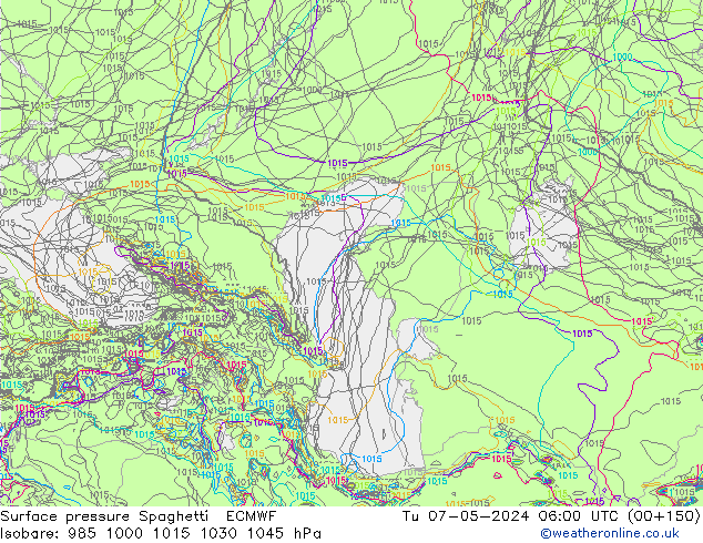 Surface pressure Spaghetti ECMWF Tu 07.05.2024 06 UTC