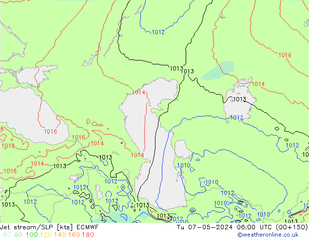 Jet stream/SLP ECMWF Tu 07.05.2024 06 UTC