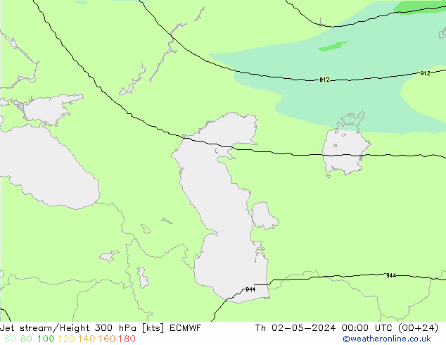 Jet stream/Height 300 hPa ECMWF Th 02.05.2024 00 UTC