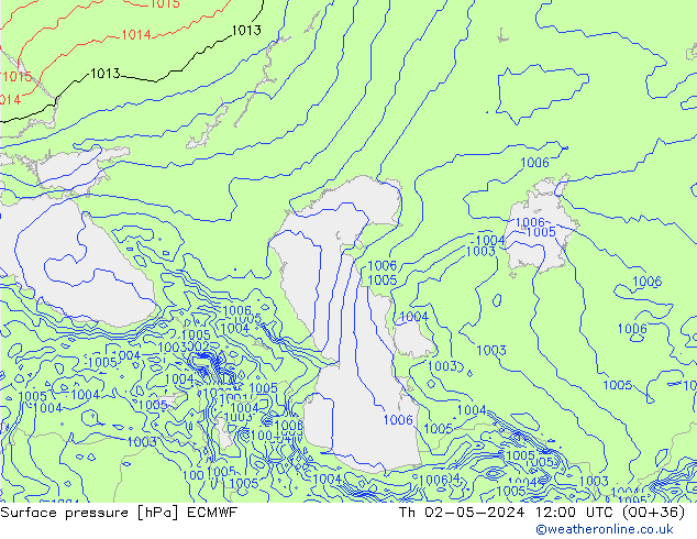 Surface pressure ECMWF Th 02.05.2024 12 UTC