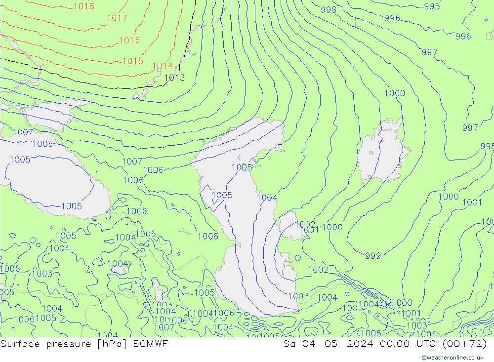 Surface pressure ECMWF Sa 04.05.2024 00 UTC