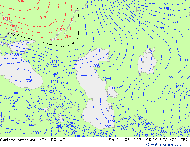 Presión superficial ECMWF sáb 04.05.2024 06 UTC