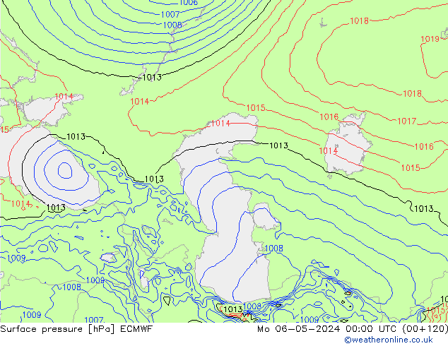 pressão do solo ECMWF Seg 06.05.2024 00 UTC