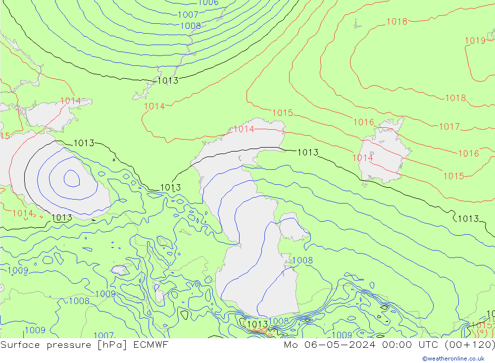 pressão do solo ECMWF Seg 06.05.2024 00 UTC