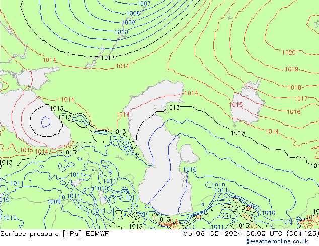 Bodendruck ECMWF Mo 06.05.2024 06 UTC