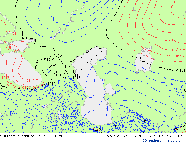 Atmosférický tlak ECMWF Po 06.05.2024 12 UTC