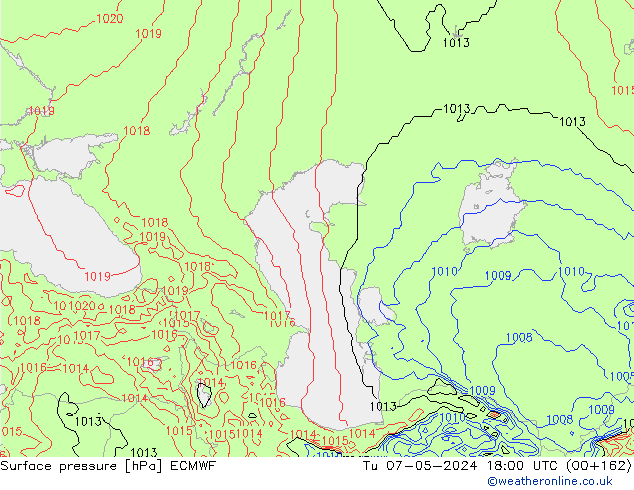Surface pressure ECMWF Tu 07.05.2024 18 UTC