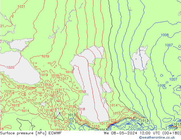 Surface pressure ECMWF We 08.05.2024 12 UTC