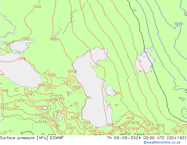 pressão do solo ECMWF Qui 09.05.2024 00 UTC