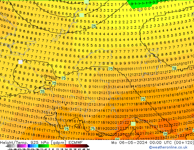 Height/Temp. 925 hPa ECMWF Po 06.05.2024 00 UTC