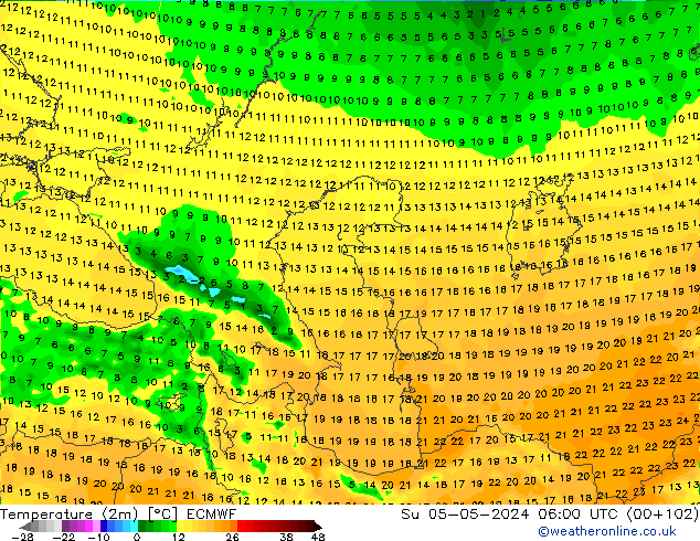 Temperatura (2m) ECMWF dom 05.05.2024 06 UTC