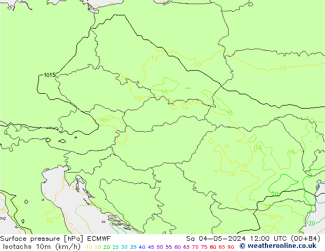 Isotachs (kph) ECMWF Sáb 04.05.2024 12 UTC