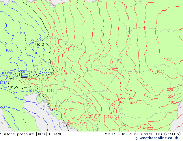 Atmosférický tlak ECMWF St 01.05.2024 06 UTC