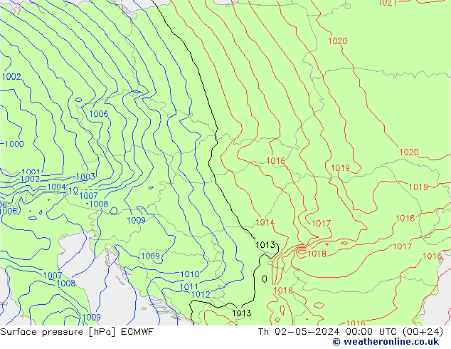 Surface pressure ECMWF Th 02.05.2024 00 UTC