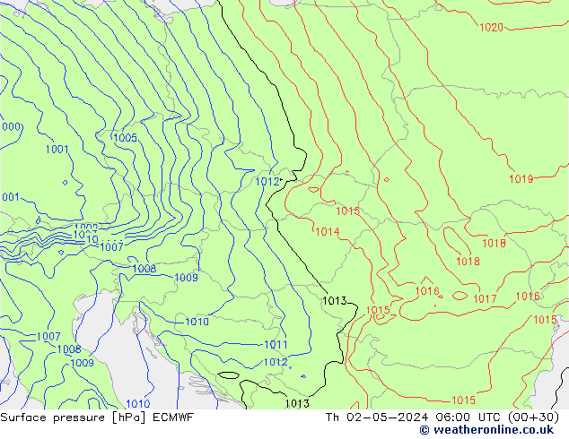 приземное давление ECMWF чт 02.05.2024 06 UTC