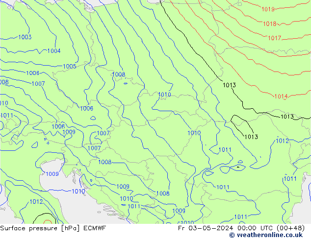 Pressione al suolo ECMWF ven 03.05.2024 00 UTC