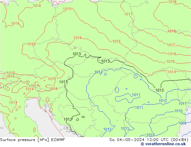 Surface pressure ECMWF Sa 04.05.2024 12 UTC