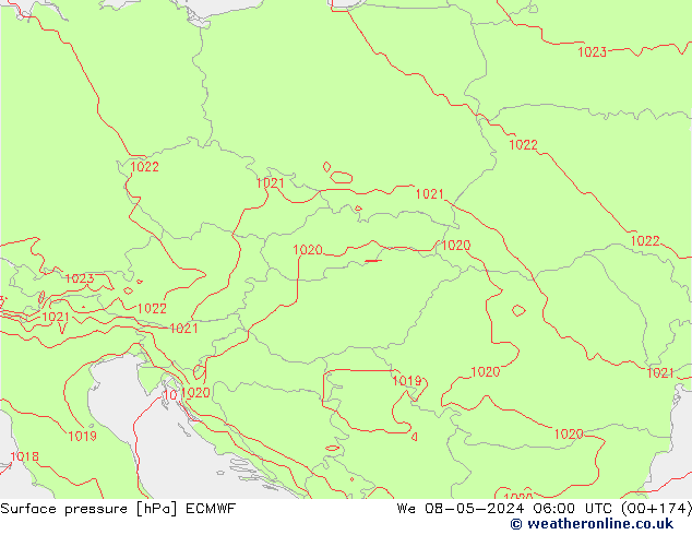 Surface pressure ECMWF We 08.05.2024 06 UTC