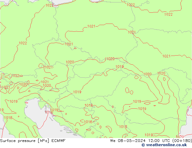 Pressione al suolo ECMWF mer 08.05.2024 12 UTC