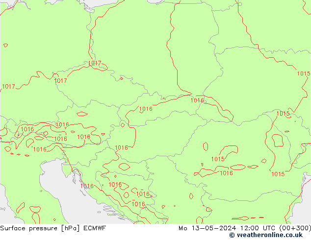 Pressione al suolo ECMWF lun 13.05.2024 12 UTC