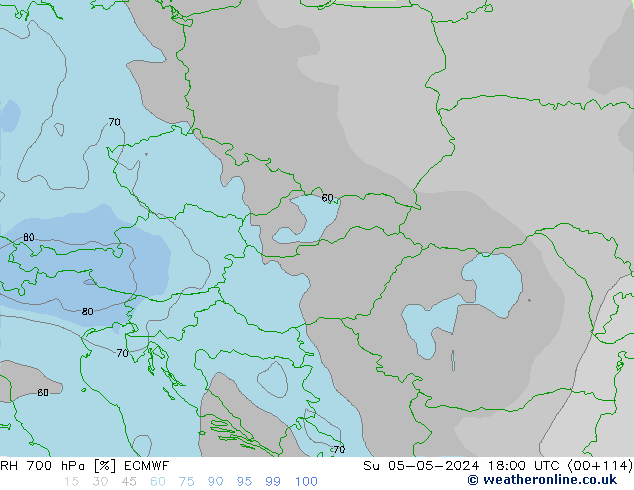 RH 700 hPa ECMWF Ne 05.05.2024 18 UTC