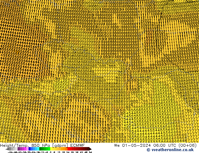 Height/Temp. 850 hPa ECMWF We 01.05.2024 06 UTC