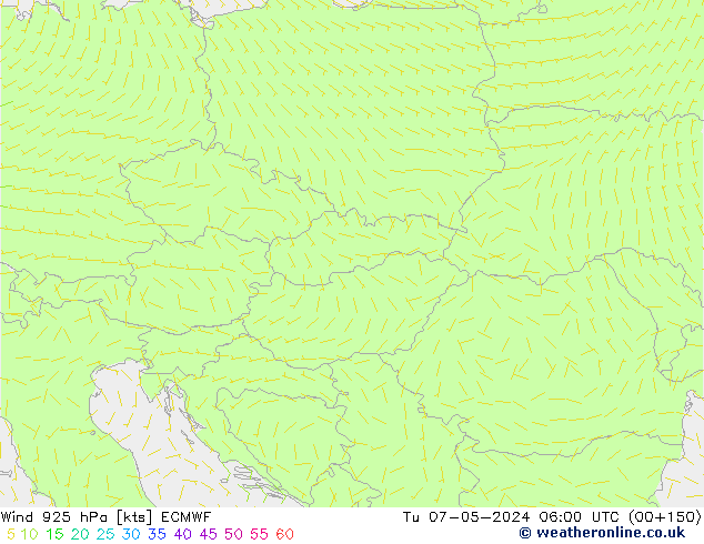 Rüzgar 925 hPa ECMWF Sa 07.05.2024 06 UTC