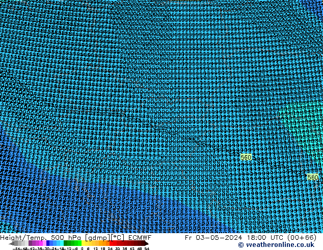 Yükseklik/Sıc. 500 hPa ECMWF Cu 03.05.2024 18 UTC