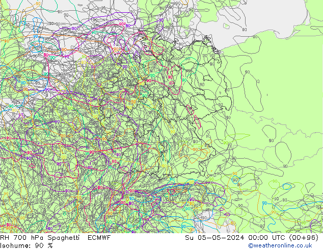 RH 700 hPa Spaghetti ECMWF dom 05.05.2024 00 UTC