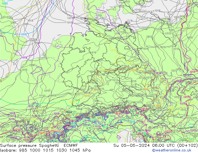 Surface pressure Spaghetti ECMWF Su 05.05.2024 06 UTC