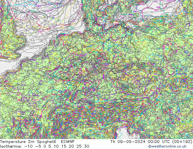 Temperaturkarte Spaghetti ECMWF Do 09.05.2024 00 UTC