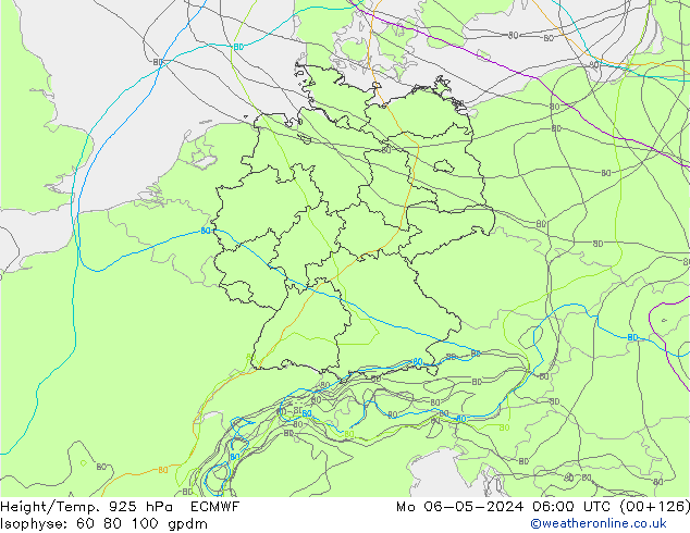 Yükseklik/Sıc. 925 hPa ECMWF Pzt 06.05.2024 06 UTC