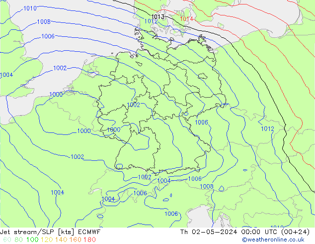 Polarjet/Bodendruck ECMWF Do 02.05.2024 00 UTC