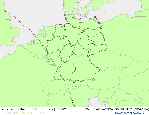 Jet stream/Height 300 hPa ECMWF We 08.05.2024 06 UTC