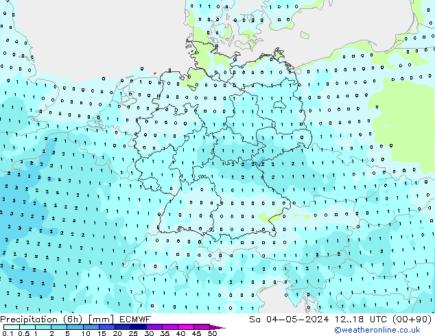 Precipitación (6h) ECMWF sáb 04.05.2024 18 UTC