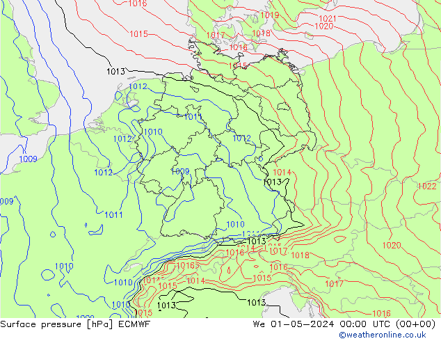 Bodendruck ECMWF Mi 01.05.2024 00 UTC