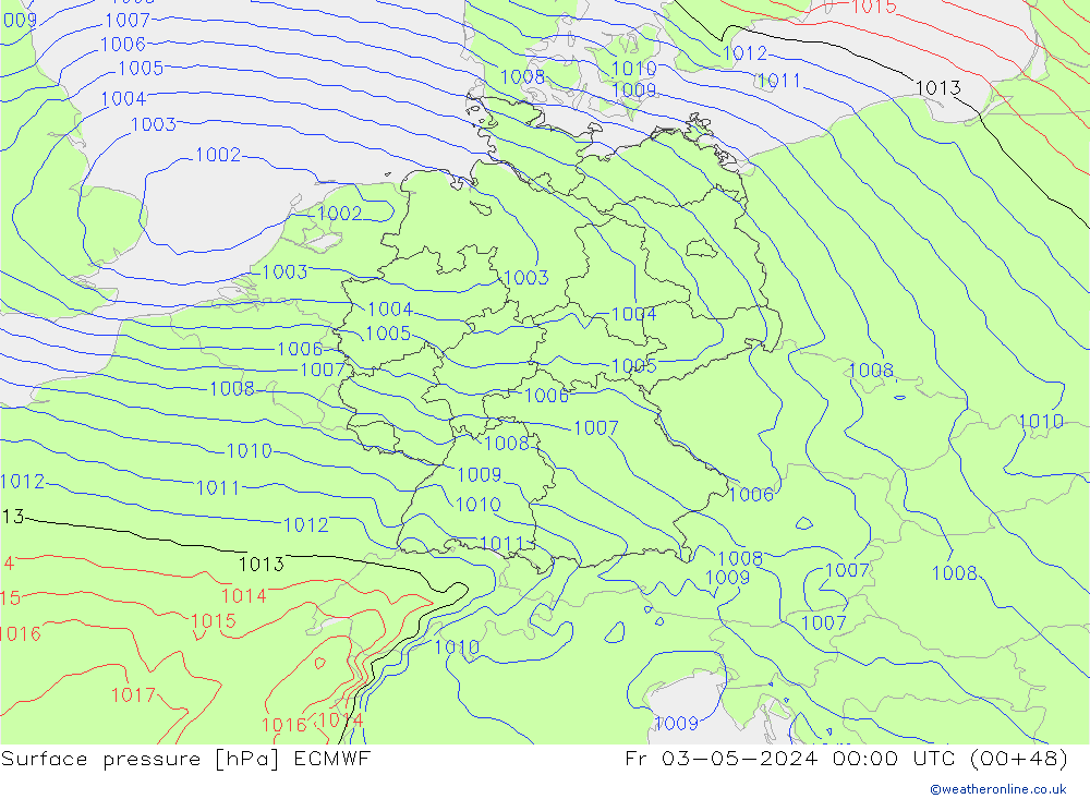 Bodendruck ECMWF Fr 03.05.2024 00 UTC