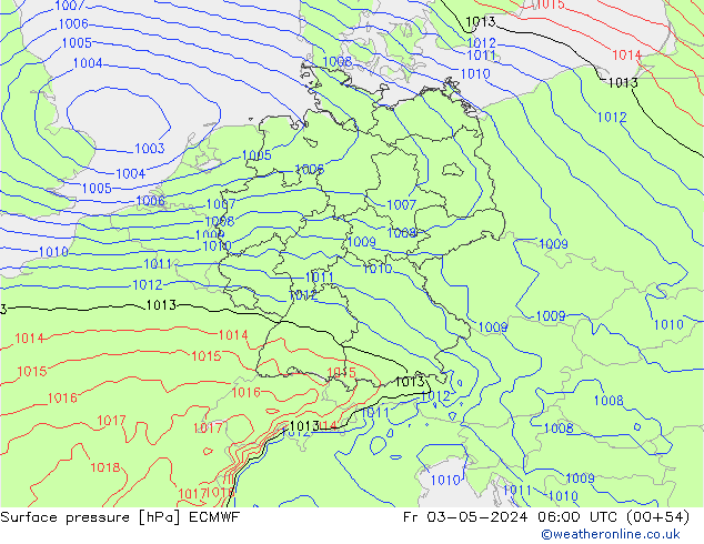 Yer basıncı ECMWF Cu 03.05.2024 06 UTC