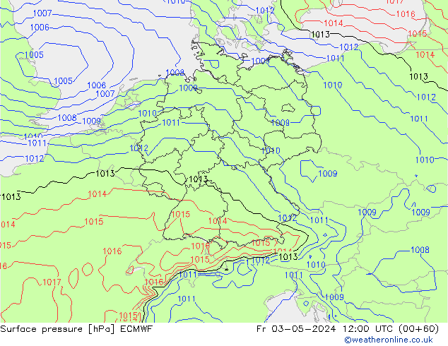 pressão do solo ECMWF Sex 03.05.2024 12 UTC