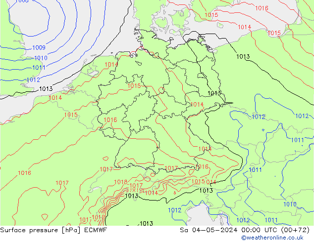 Surface pressure ECMWF Sa 04.05.2024 00 UTC